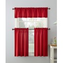 Microfiber Semi-Sheer Rod Pocket Kitchen Curtain Valance and Tiers Set, 14