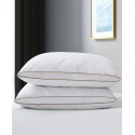 2 Pack 100% Cotton Support Down Feather Gusseted Pillow Set