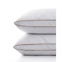 2 Pack 100% Cotton Support Down Feather Gusseted Pillow Set