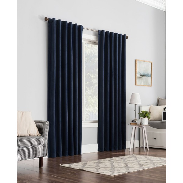 Velvet Noise Reducing Thermal Extreme Blackout Back Tab Curtain Panel, 84