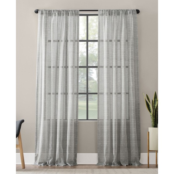 Textured Slub Stripe Anti-Dust Curtain Panel, 52