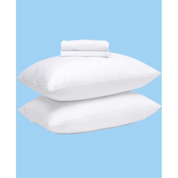 Cotton Blend Breathable Pillow Protector with Zipper – (2 Pack)