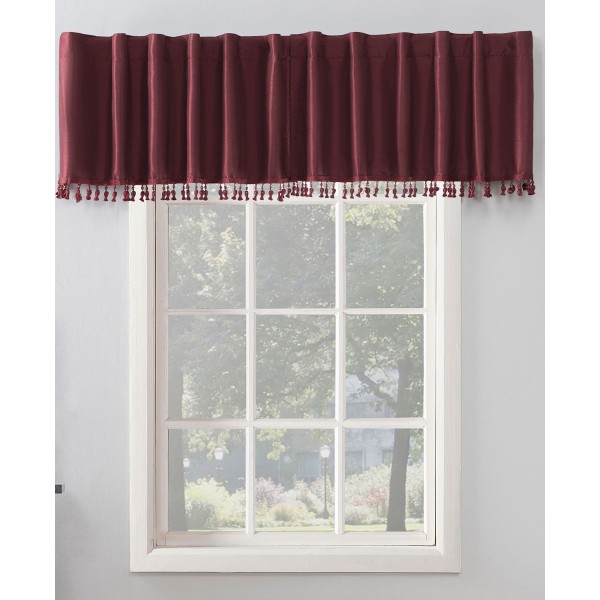 Faux Silk Beaded Thermal Blackout Valance, 50