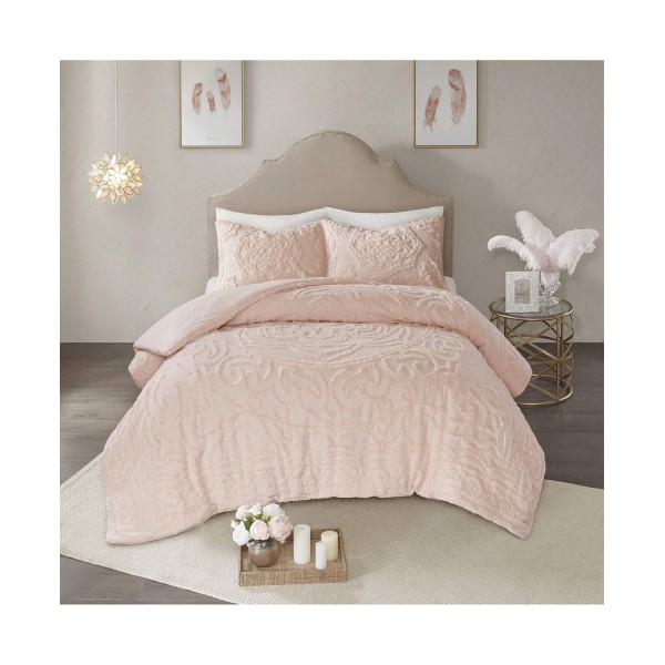 3-Piece Tufted Cotton Medallion Comforter Set