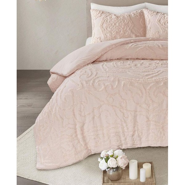 3-Piece Tufted Cotton Medallion Comforter Set